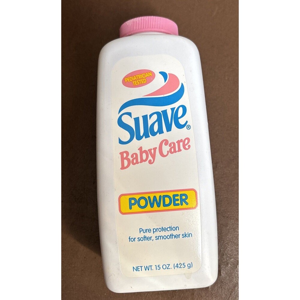Vintage Suave Baby Care Talc Fragrance 15 oz 1990's Movie Prop Retro Ad